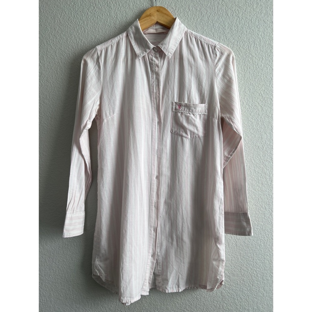 Victoria's Secret Striped Pink and White Sleeping Long Shirt Pajama